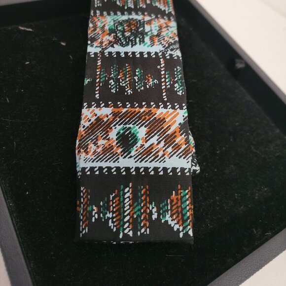 Vintage Rooster Hand Painted Square 1950'-60's Tie - Picture 1 of 4